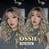 JBEXTENSION 22 Inches Scalpiana Long Wave Milan Blonde 3.5X4 Hard Silky Top Natural Scalp Effect Wig with Bangs OSSIE MILAN BLONDE