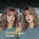 JBEXTENSION 14 Inches Scalpiana Wave Lavender Taro 3.5X4 Hard Silky Top Natural Scalp Effect Wig with Bangs OSSIE SHORT - LAVENDER TARO