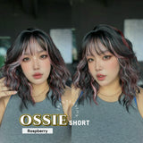JBEXTENSION 14 Inches Scalpiana Wave Raspberry 3.5X4 Hard Silky Top Natural Scalp Effect Wig with Bangs OSSIE SHORT - RASPBERRY
