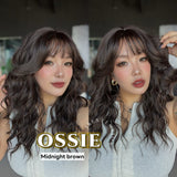 JBEXTENSION 22 Inches Scalpiana Long Wave Midnight Brown(Black/Brown) 3.5X4 Hard Silky Top Natural Scalp Effect Wig with Bangs OSSIE MIDNIGHT BROWN