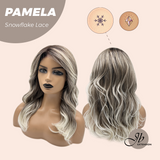 JBEXTENSION 18 Inches Curly Smog Ash Grey Pre-Cut Side Part Snowflake Lace Frontlace Glueless Wig PAMELA SNOWFLAKE【BENDY EAR TABS】