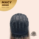 JBEXTENSION MACY MONO Monofilament Handmade Wig 6X5 Full Monofilament Hand Tied Top Wig 18 Inches Curly Ombre Brown Mono Lace Wig with Anti-slip Silicone Strips Glueless Wig MACY MONO【BENDY EAR TABS】