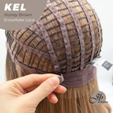 JBEXTENSION 22 Inches Honey Brown Pre-Cut Snowflake Lace Frontlace Glueless Wig KEL HONEY BROWN【PERMATEASE】【BENDY EAR TABS】- M/L