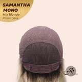 JBEXTENSION SAMANTHA MONO Full Monofilament Handmade Full Lace Full Hand Tied Wig 17 Inches Mix Blonde Mono Lace Handmade Futura Fiber Wig with Anti-slip Silicone Strips Glueless Wig SAMANTHA MONO MIX BLONDE【BENDY EAR TABS】