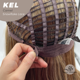 JBEXTENSION 22 Inches Camel Pre-Cut Snowflake Lace Frontlace Glueless Wig KEL CAMEL【PERMATEASE】【BENDY EAR TABS】- M/L