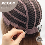 JBEXTENSION 19 Inches Long Straight Honey Brown Pre-Cut Side Part Snowflake Lace Frontlace Glueless Wig PEGGY HONEY BROWN【BENDY EAR TABS】