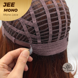 JBEXTENSION JEE MONO Monofilament Handmade Wig 6X5 Full Monofilament Hand Tied Top Wig 19 Inches Reddish Copper Mono Lace Wig with Anti-slip Silicone Strips Glueless Wig JEE MONO【BENDY EAR TABS】