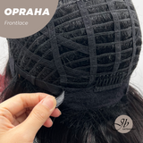 JBEXTENSION 23 Inches Curly Black Red Pre-Cut Frontlace Glueless Black Sapphire Wig OPRAHA