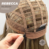JBEXTENSION 20 Inches Long Mix Blonde Women Pre-Cut Frontlace Glueless Wig REBECCA MIX BLONDE