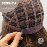 [PRE-ORDER] JBEXTENSION 16 Inches Caramel Curly Pre-Cut Side Part Snowflake Lace Frontlace Glueless Wig JESSICA CARAMEL【BENDY EAR TABS】