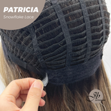 [PRE-ORDER] JBEXTENSION 17 Inches Dark Mix Blonde Pre-Cut T Part Snowflake Lace Frontlace Glueless Wig with Bangs PATRICIA【BENDY EAR TABS】