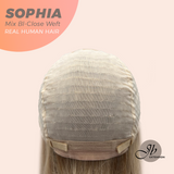 JBEXTENSION 12 Inches Mix Blonde Pre-Cut Free Part Frontlace Glueless Real Human Hair Wig SOPHIA MIX BLONDE - Close Weft【BENDY EAR TABS】