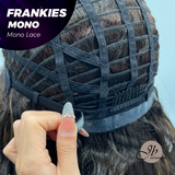 JBEXTENSION FRANKIES MONO Monofilament Handmade Wig 6X5 Full Monofilament Hand Tied Top Wig 19 Inches Dark Brown Highlight Curly Mono Lace Handmade Futura Fiber Glueless Black Sapphire Wig FRANKIES MONO【BENDY EAR TABS】