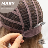JBEXTENSION 14 Inches Mix Blonde Pre-Cut Side Part Snowflake Lace Frontlace Glueless Wig MARY MIX BLONDE【BENDY EAR TABS】