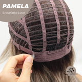 JBEXTENSION 18 Inches Curly Smog Ash Grey Pre-Cut Side Part Snowflake Lace Frontlace Glueless Wig PAMELA SNOWFLAKE【BENDY EAR TABS】