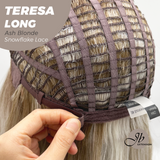 JBEXTENSION 22 Inches Long Ash Blonde Pre-Cut Snowflake Lace Frontlace Glueless Wig TERESA LONG ASH BLONDE【PERMATEASE】【BENDY EAR TABS】