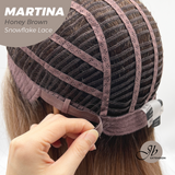 JBEXTENSION 17 Inches Wave Honey Brown Pre-Cut Side Part Snowflake Lace Frontlace Glueless Wig MARTINA HONEY BROWN【BENDY EAR TABS】
