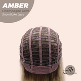 JBEXTENSION 21 Inches Straight Champagne Gold Pre-Cut T Part Snowflake Lace Frontlace Glueless Wig AMBER CHAMPAGNE GOLD【BENDY EAR TABS】