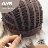 JBEXTENSION 10 Inches Cream Grey Pre-Cut Side Part Snowflake Lace Frontlace Glueless Wig ANN CREAM GREY【BENDY EAR TABS】
