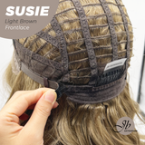 JBEXTENSION 16 Inches Light Brown Women Pre-Cut Frontlace Glueless Wig SUSIE LIGHT BROWN