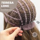 JBEXTENSION 22 Inches Long Light Brown Pre-Cut Snowflake Lace Frontlace Glueless Wig TERESA LONG LIGHT BROWN【PERMATEASE】【BENDY EAR TABS】- M/L