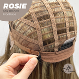 JBEXTENSION 16 Inches Mix Blonde Curly Women Pre-Cut Frontlace Glueless Wig with Bangs ROSIE MIX BLONDE