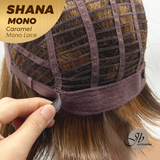 JBEXTENSION SHANA MONO Monofilament Handmade Wig 6X5 Full Monofilament Hand Tied Top Wig 10 Inches Caramel Mono Lace Handmade Futura Fiber Wig With Anti-slip Silicone Strips Glueless Wig SHANA MONO CARAMEL【BENDY EAR TABS】