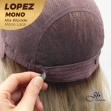 JBEXTENSION LOPEZ MONO Full Monofilament Handmade Full Lace Full Hand Tied Wig 18 Inches Mix Blonde Mono Lace Handmade Futura Fiber Wig with Anti-slip Silicone Strips Glueless Wig LOPEZ MONO - MIX BLONDE【BENDY EAR TABS】