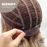 JBEXTENSION 18 Inches Mix Blonde Curly Pre-Cut Side Part Snowflake Lace Frontlace Glueless Wig WENDY【BENDY EAR TABS】- M/L