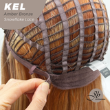 JBEXTENSION 22 Inches Amber Bronze Pre-Cut Snowflake Lace Frontlace Glueless Wig KEL AMBER BRONZE【PERMATEASE】【BENDY EAR TABS】- M/L