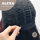 JBEXTENSION 20 Inches Curly Black Red Pre-Cut Arc Snowflake Lace Frontlace Glueless Black Sapphire Wig ALEXA【BENDY EAR TABS】