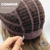 JBEXTENSION 13 Inches Dark Mix Blonde Curly Pre-Cut T Part Snowflake Lace Frontlace Glueless Wig CONNOR【BENDY EAR TABS】