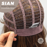 JBEXTENSION 16 Inches Brown Highlight Wave Top Snowflake Lace Glueless Wig SIAN HIGHLIGHT【PERMATEASE】【BENDY EAR TABS】