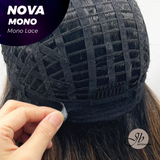 JBEXTENSION NOVA MONO Monofilament Handmade Wig 6X5 Full Monofilament Hand Tied Top Wig 25 Inches Ombre Brown Curly Mono Lace Handmade Futura Fiber Glueless Black Sapphire Wig NOVA MONO【BENDY EAR TABS】