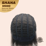 JBEXTENSION SHANA MONO Monofilament Handmade Wig 6X5 Full Monofilament Hand Tied Top Wig 10 Inches Natural Black Mono Lace Handmade Futura Fiber Wig With Anti-slip Silicone Strips Glueless Wig SHANA MONO NATURAL BLACK【BENDY EAR TABS】