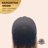 JBEXTENSION SAMANTHA MONO Full Monofilament Handmade Full Lace Full Hand Tied Wig 17 Inches Light Chocolate Mono Lace Handmade Futura Fiber Wig with Anti-slip Silicone Strips Glueless Wig SAMANTHA MONO LIGHT CHOCOLATE【BENDY EAR TABS】