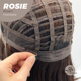 JBEXTENSION 16 Inches Brown Curly Women Pre-Cut Frontlace Glueless Wig with Bangs ROSIE BROWN