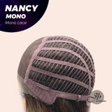 JBEXTENSION NANCY MONO Monofilament Handmade Wig 6X5 Full Monofilament Hand Tied Top Wig 14 Inches Dark Brown Curly Mono Lace Wig Glueless Black Sapphire Wig NANCY MONO - BLACK SAPPHIRE【BENDY EAR TABS】