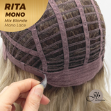 JBEXTENSION RITA MONO Monofilament Handmade Wig 6X5 Full Monofilament Hand Tied Top Wig 14 Inches Curly Mix Blonde Mono Lace Wig with Anti-slip Silicone Strips Glueless Wig RITA MONO - MIX BLONDE【BENDY EAR TABS】