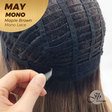 JBEXTENSION MAY MONO Monofilament Handmade Wig 6X5 Full Monofilament Hand Tied Top Wig 14 Inches Maple Brown Mono Lace Wig with Anti-slip Silicone Strips Glueless Wig MAY MONO - MAPLE BROWN【BENDY EAR TABS】