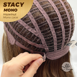 JBEXTENSION STACY MONO Monofilament Handmade Wig 6X5 Full Monofilament Hand Tied Top Wig 18 Inches Hazelnut Mono Lace Wig with Anti-slip Silicone Strips Glueless Wig STACY MONO - HAZELNUT【BENDY EAR TABS】
