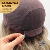 JBEXTENSION SAMANTHA MONO Full Monofilament Handmade Full Lace Full Hand Tied Wig 17 Inches Mix Blonde Mono Lace Handmade Futura Fiber Wig with Anti-slip Silicone Strips Glueless Wig SAMANTHA MONO MIX BLONDE【BENDY EAR TABS】