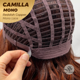 JBEXTENSION CAMILLA MONO Monofilament Handmade Wig 6X5 Full Monofilament Hand Tied Top Wig 20 Inches Reddish Copper Mono Lace Wig With Anti-slip Silicone Strips Glueless Wig CAMILLA MONO REDDISH COPPER【BENDY EAR TABS】
