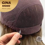 JBEXTENSION GINA MONO Full Monofilament Handmade Full Lace Full Hand Tied Wig 12 Inches Mix Blonde Mono Lace Handmade Futura Fiber Wig with Anti-slip Silicone Strips Glueless Wig GINA MONO【BENDY EAR TABS】