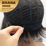 JBEXTENSION SHANA MONO Monofilament Handmade Wig 6X5 Full Monofilament Hand Tied Top Wig 10 Inches Natural Black Mono Lace Handmade Futura Fiber Wig With Anti-slip Silicone Strips Glueless Wig SHANA MONO NATURAL BLACK【BENDY EAR TABS】