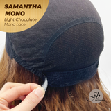 JBEXTENSION SAMANTHA MONO Full Monofilament Handmade Full Lace Full Hand Tied Wig 17 Inches Light Chocolate Mono Lace Handmade Futura Fiber Wig with Anti-slip Silicone Strips Glueless Wig SAMANTHA MONO LIGHT CHOCOLATE【BENDY EAR TABS】