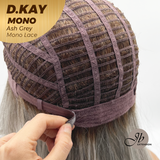 JBEXTENSION D.KAY MONO Partial Monofilament Wig 18 Inches Ash Grey Partial Mono Lace Glueless Women Fashion Wig D.KAY MONO ASH GREY【BENDY EAR TABS】