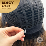 JBEXTENSION MACY MONO Monofilament Handmade Wig 6X5 Full Monofilament Hand Tied Top Wig 18 Inches Curly Ombre Brown Mono Lace Wig with Anti-slip Silicone Strips Glueless Wig MACY MONO【BENDY EAR TABS】