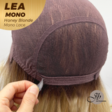 JBEXTENSION LEA MONO Full Monofilament Handmade Full Lace Full Hand Tied Wig 14 Inches Honey Blonde Mono Lace Handmade Futura Fiber Wig with Anti-slip Silicone Strips Glueless Wig LEA MONO HONEY BLONDE【BENDY EAR TABS】