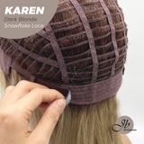 JBEXTENSION 18 Inches Dark Blonde Pre-Cut T Part Snowflake Lace Frontlace Glueless Wig KAREN DARK BLONDE【BENDY EAR TABS】